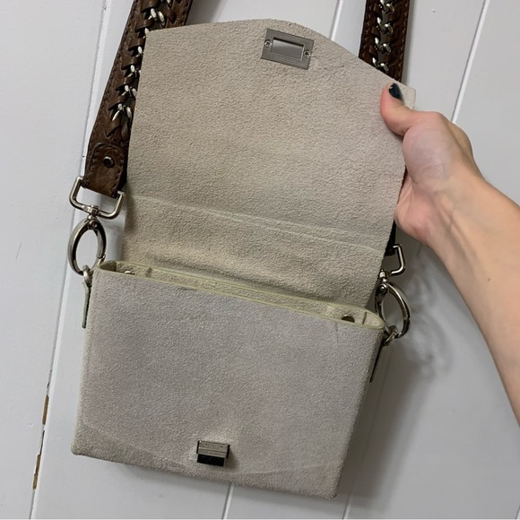 Free People Metallic Leather Snake Snakeskin Print Bag Purse Small Crossbody - Picture 14 of 16